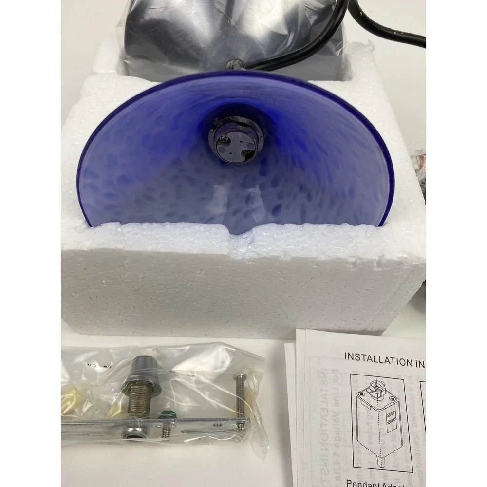 Premier Blue Glass Mini Pendant Hanging Light Chandelier‎ Chrome